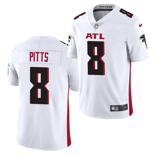 Men's Atlanta Falcons #8 Kyle Pitts White NFL 2021 Draft Vapor Untouchable Limited Stitched Jersey Men's Atlanta Falcons #8 Kyle Pitts White NFL 2021 Draft Vapor Untouchable Limited Stitched Jersey